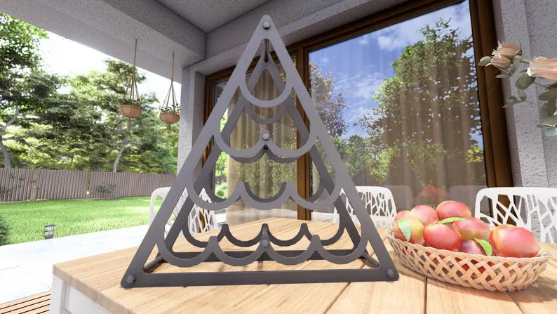 Pyramid Wine Rack – Metal Countertop Rack for 10 Bottles Loft
