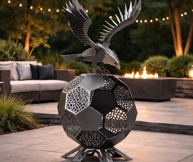 Garden Sculpture / Fire Pit "Eagle & Ball" 127 cm