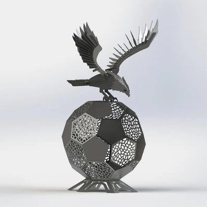 Garden Sculpture / Fire Pit "Eagle & Ball" 127 cm