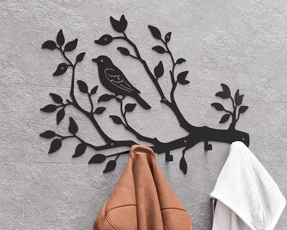 Metal Wall Hook Branch with Bird - Loft Decoration for Hallway