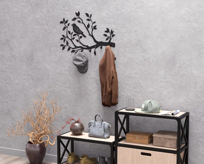Metal Wall Hook Branch with Bird - Loft Decoration for Hallway