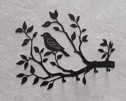 Metal Wall Hook Branch with Bird - Loft Decoration for Hallway