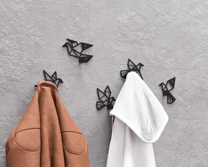 Origami Birds Metal Coat Hooks Set (5 pcs) – Geometric Loft