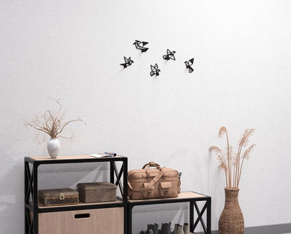 Origami Birds Metal Coat Hooks Set (5 pcs) – Geometric Loft