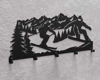 Wieszak Metalowy Peak & Slope – Góry, Narciarz i Snowboardzista