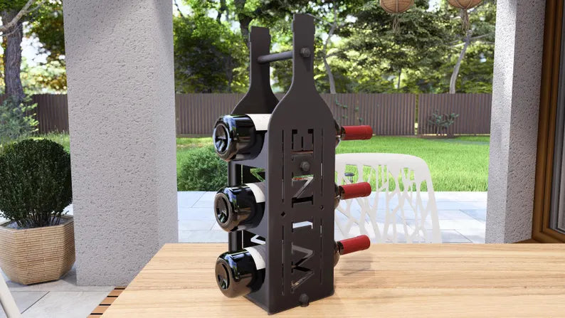 Bottle Wine Rack – Metal Countertop Rack for 3 Bottles Loft