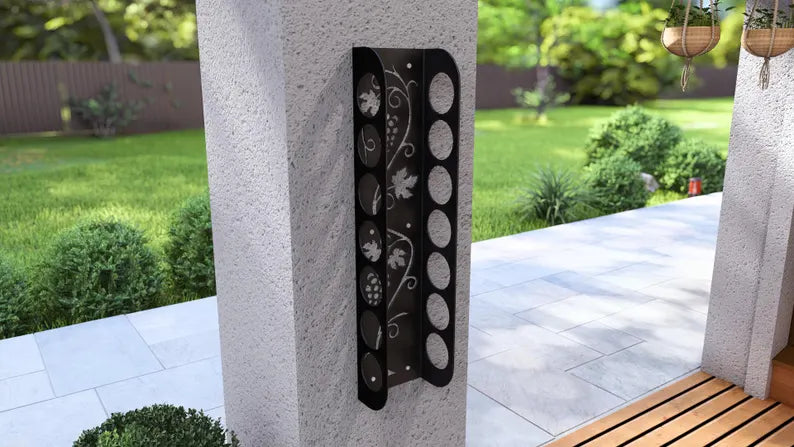 Grapevine Wall-Mounted Wine Rack - Italian Metal Holder for 7 Bottles Loft
