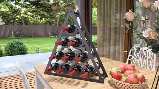 Pyramid Wine Rack – Metal Countertop Rack for 10 Bottles Loft