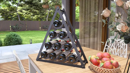 Pyramid Wine Rack – Metal Countertop Rack for 10 Bottles Loft