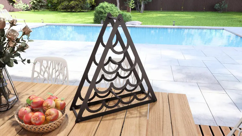 Pyramid Wine Rack – Metal Countertop Rack for 10 Bottles Loft