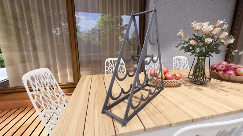 Pyramid Wine Rack – Metal Countertop Rack for 10 Bottles Loft