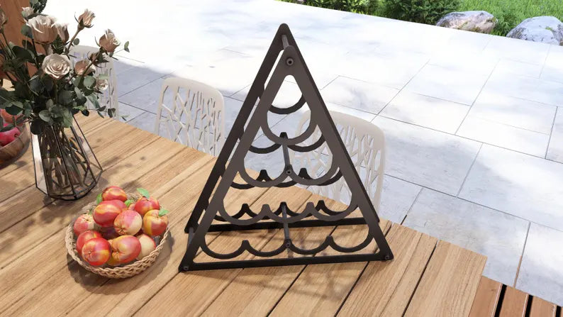 Pyramid Wine Rack – Metal Countertop Rack for 10 Bottles Loft