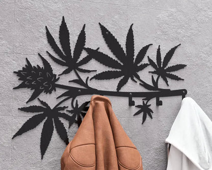 Metalowy Wieszak Ścienny „Cannabis”