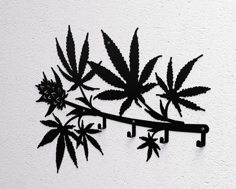 Metalowy Wieszak Ścienny „Cannabis”