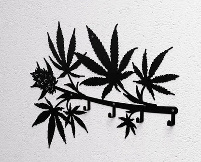 Metalowy Wieszak Ścienny „Cannabis”