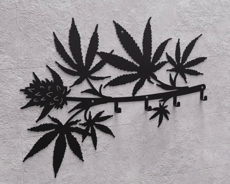Metalowy Wieszak Ścienny „Cannabis”